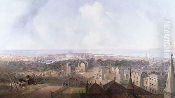 West Hartlepool in the year 1859 Oil Painting by James Wilson Carmichael