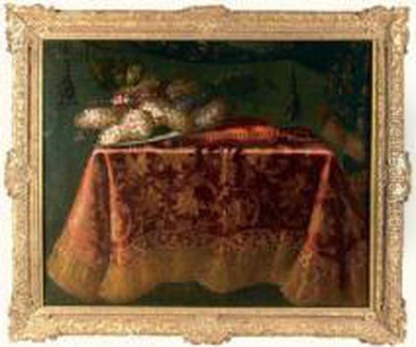 Nature Morte Au Tapis Et Raisins Oil Painting by Antonio Gianlisi The Younger