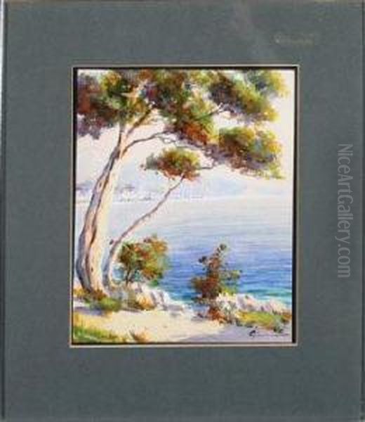 Neapolitan Views - A Friary And Trees Overlooking The Bay Oil Painting by Gianni