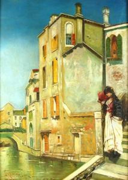 Scorcio Di Venezia Con Figura Oil Painting by Gianni