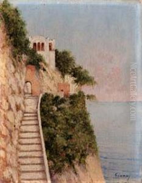 Salita Ad Anacapri Oil Painting by Gianni