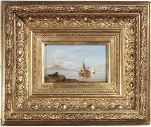 Sailing Ships In The Bay Of Naples Oil Painting by Gianni