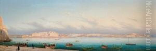 Sliema And Manoel Island From Marsamuscetto Oil Painting by Gian Gianni