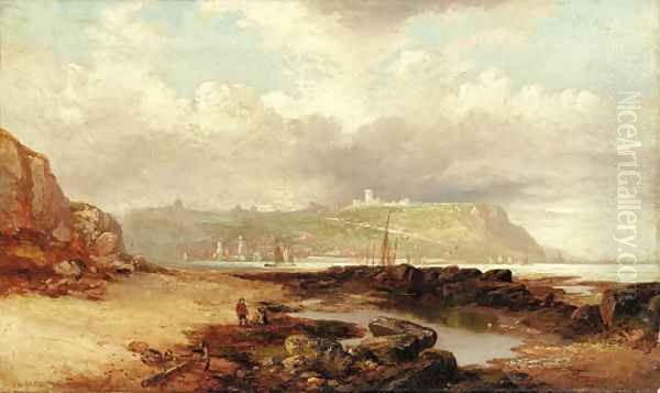 A view of Dover Castle from the harbor Oil Painting by James Wilson Carmichael