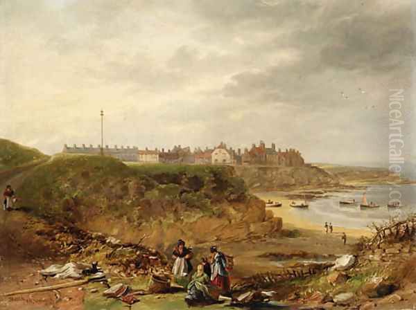 Cullercoats from the South Oil Painting by James Wilson Carmichael