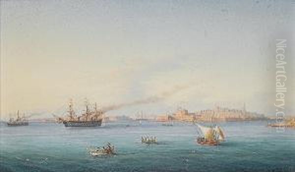 H.m.s. Victoria Oil Painting by Girolamo Gianni