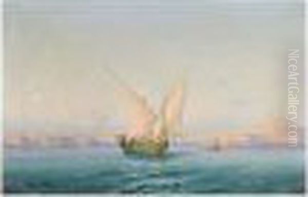 A Gozo Boat Leaving The Harbour, Valetta Oil Painting by Girolamo Gianni