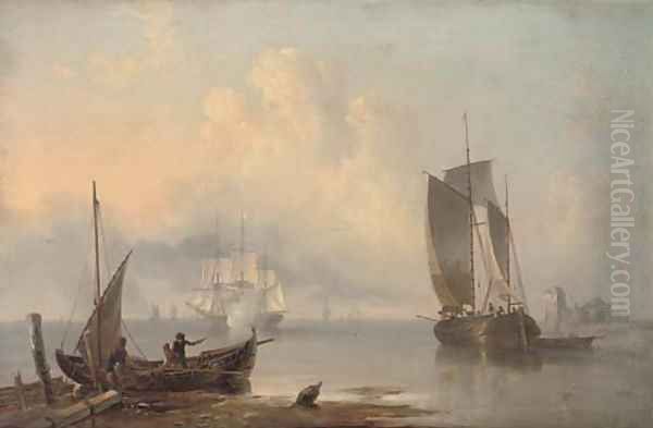 Announcing their departure from the anchorage Oil Painting by James Wilson Carmichael