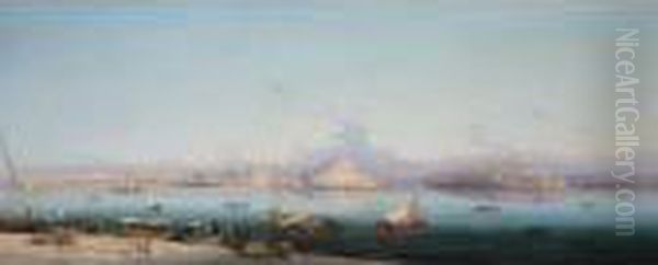 View Of The Three Cities Across The Grand Harbour, Valletta Oil Painting by Girolamo Gianni