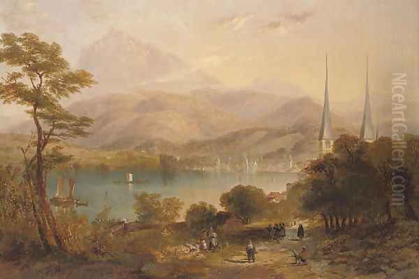 Lake Lucerne 2 Oil Painting by James Wilson Carmichael