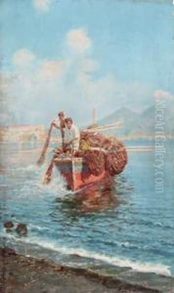 Pescatori A Napoli Oil Painting by Giuseppe Giardiello