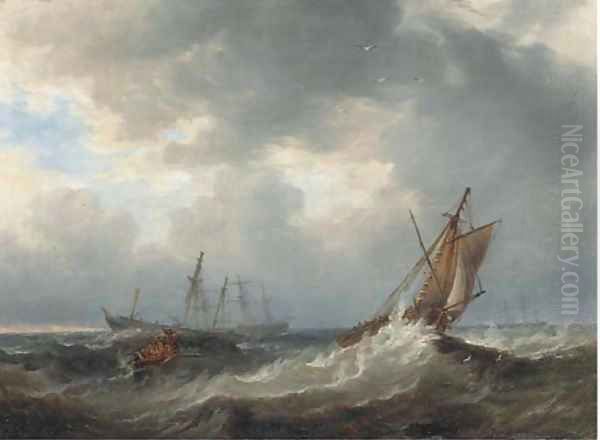 Going to the rescue Oil Painting by James Wilson Carmichael