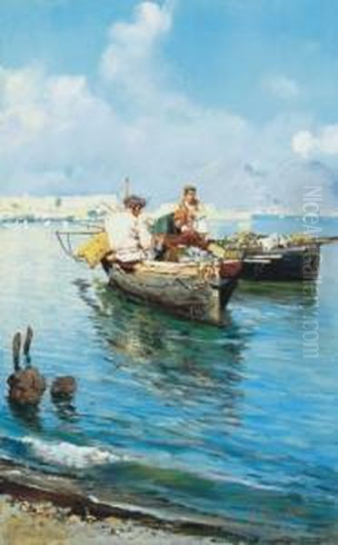 Fishermen Oil Painting by Giuseppe Giardiello