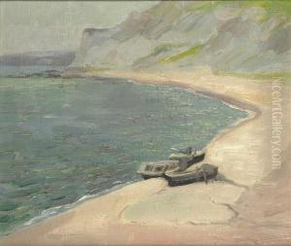 Boats On The Beach Oil Painting by Harry Phelan Gibb