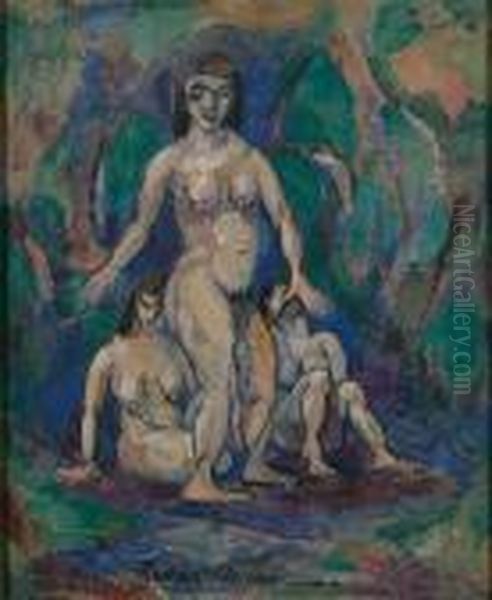 Three Figures Oil Painting by Harry Phelan Gibb