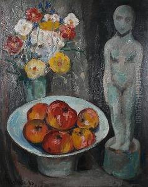 Still Life With Fruit, Flowers And Figurine Oil Painting by Harry Phelan Gibb