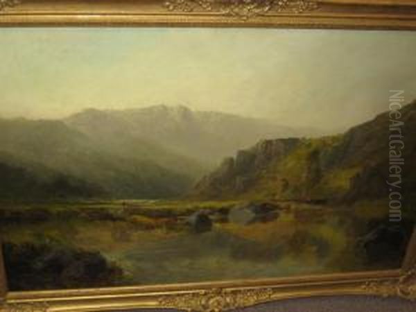 At The Head Of Loch Achray Oil Painting by Thomas Henry Gibb