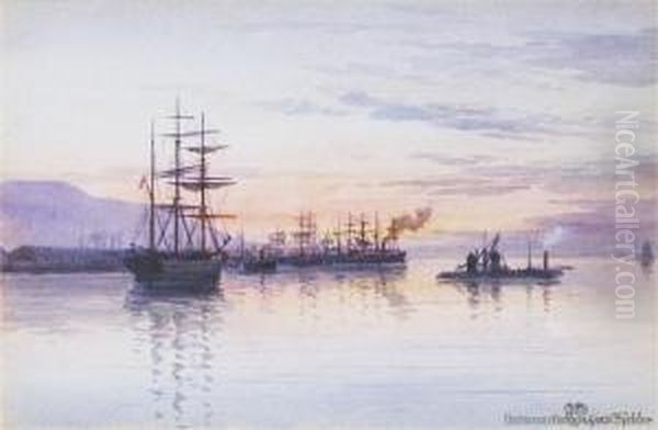 Port Of Lyttleton Oil Painting by William Menzies Gibb