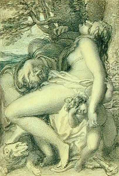 Mars reposing in the lap of Venus, c.1805-15 Oil Painting by Richard Cosway