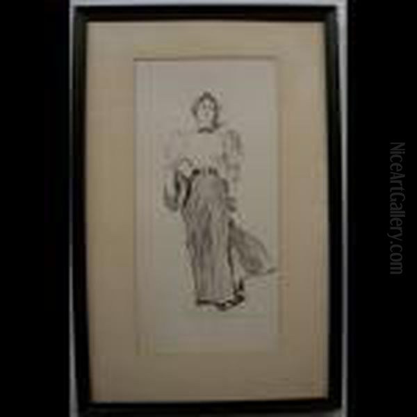 A Gibson Girl With Straw Hat Walking Oil Painting by Charles Dana Gibson