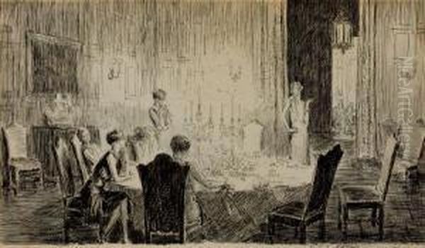 Dinner Party Oil Painting by Charles Dana Gibson