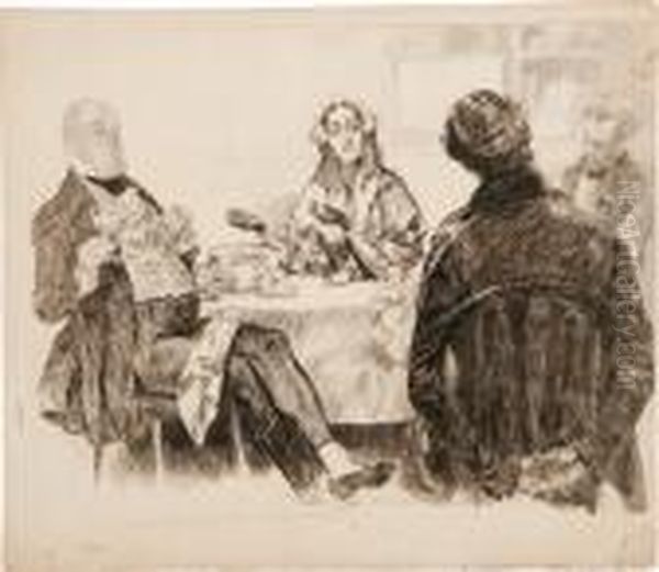 Mr. And Mrs. Micawber, David Copperfield, And Traddles Oil Painting by Charles Dana Gibson