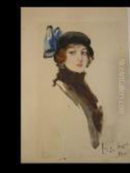 Woman In A Hat Oil Painting by Charles Dana Gibson