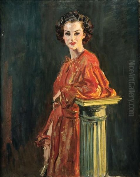 Girl In Tangerine Oil Painting by Charles Dana Gibson