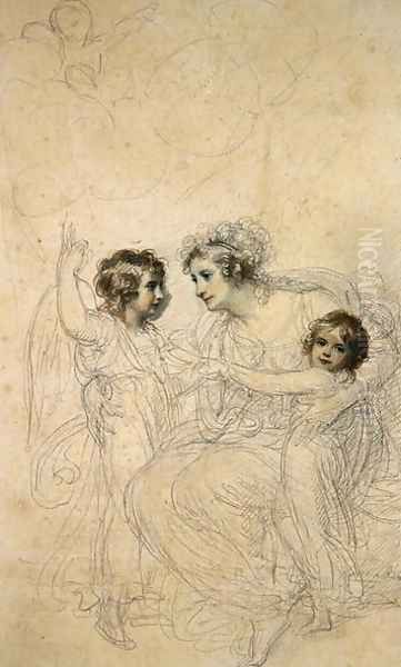 The Countess of Hopetoun with her daughters Jasmin and Lucy Oil Painting by Richard Cosway