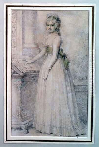 Portrait of a woman by a music stand Oil Painting by Richard Cosway