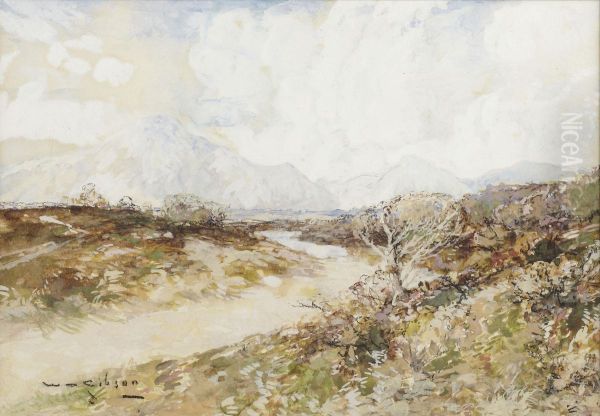 A Moorland Path Oil Painting by William Alfred Gibson