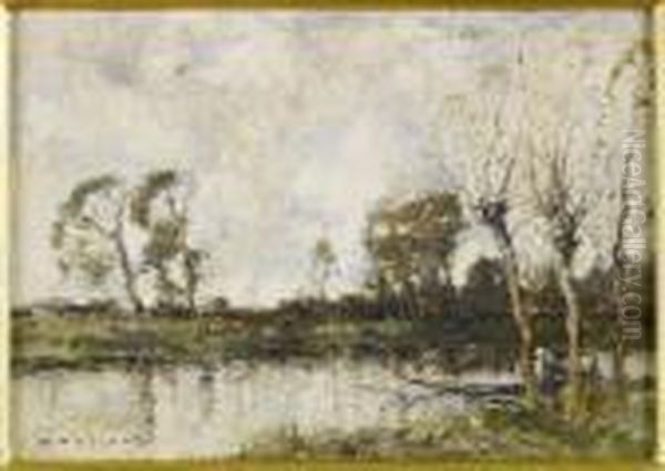 Riverside Oil Painting by William Alfred Gibson