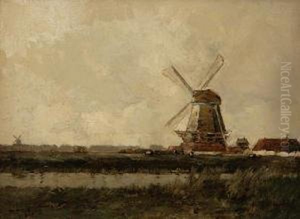 Windmill Near Volendaam Oil Painting by William Alfred Gibson