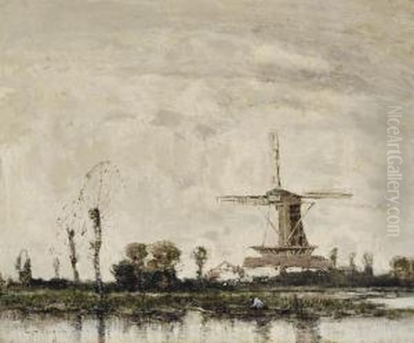 Mill Near Leyden, Holland Oil Painting by William Alfred Gibson