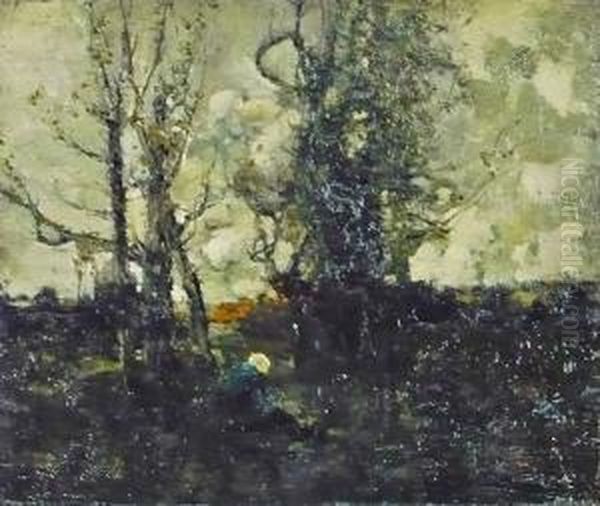 Figure In A Landscape Oil Painting by William Alfred Gibson