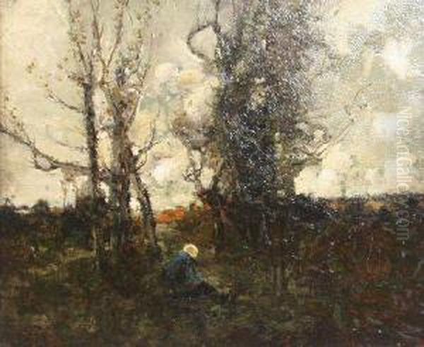 Evening, Gathering Wood Oil Painting by William Alfred Gibson