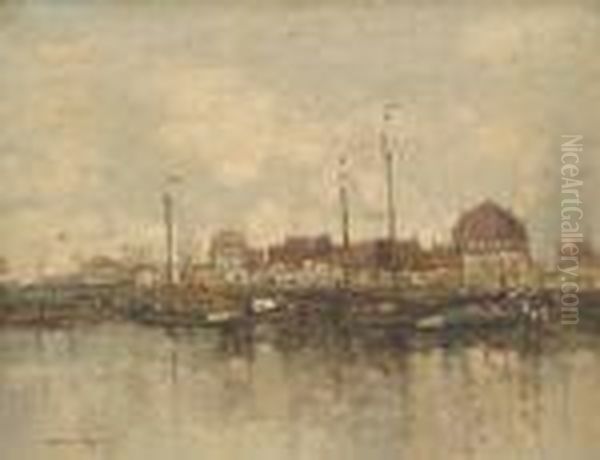 Port Inholland Oil Painting by William Alfred Gibson