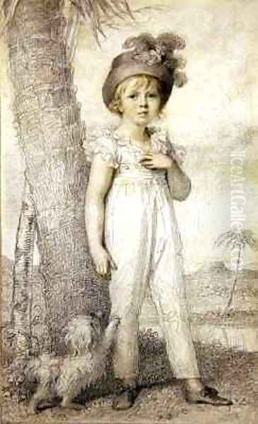 Boy Wearing a Plumed Hat Oil Painting by Richard Cosway