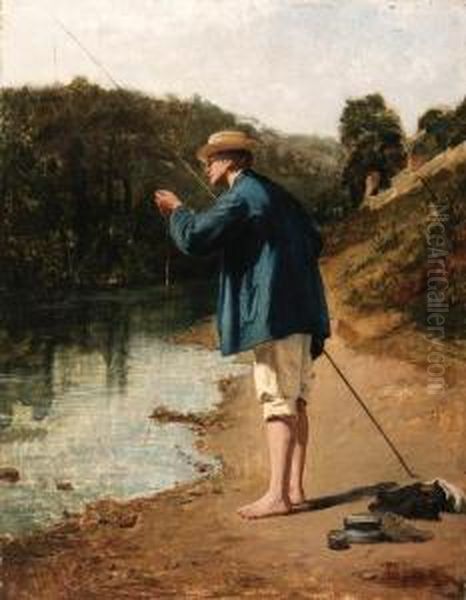 Le Pecheur Oil Painting by Theophile (Francois Theophile Etienne) Gide