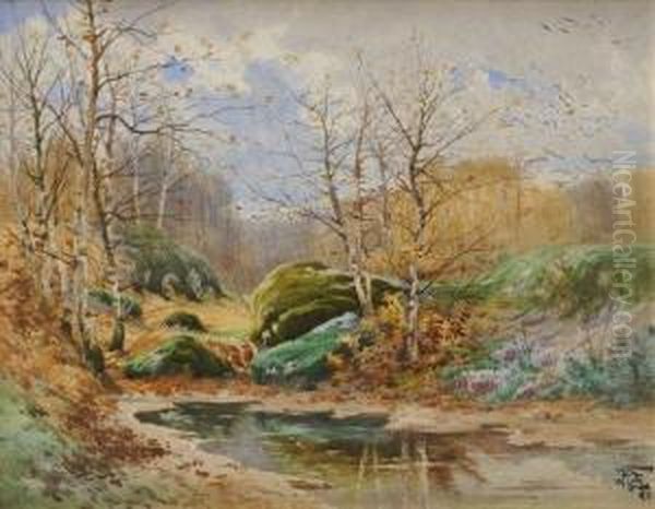 Marre En Foret Oil Painting by Hippolyte Jean Adam Gide