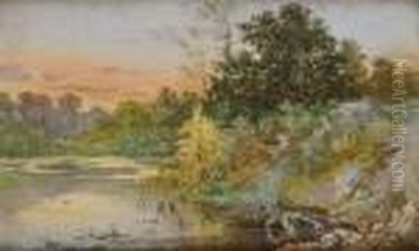 Soleil Couchant Oil Painting by Hippolyte Jean Adam Gide