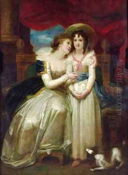 Mrs Scott and her Daughter Oil Painting by Richard Cosway