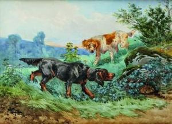 Chien De Chasse Oil Painting by Hippolyte Jean Adam Gide