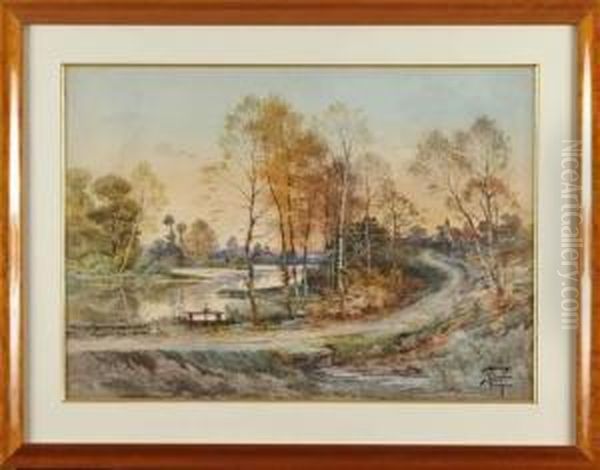 Chemin Menant Au Village Oil Painting by Hippolyte Jean Adam Gide