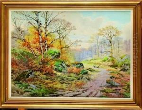 Chemin En Foret De Fontainebleau Oil Painting by Hippolyte Jean Adam Gide