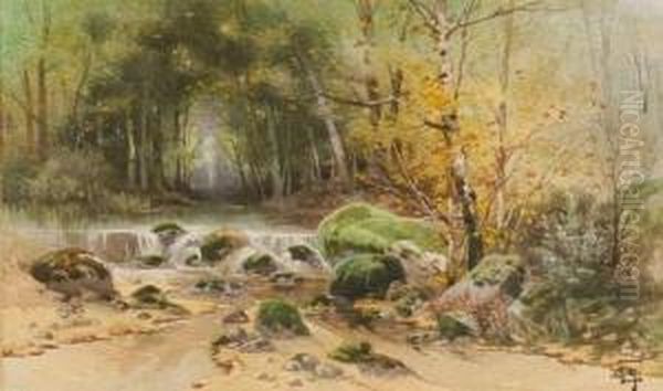 La Petite Cascade Oil Painting by Hippolyte Jean Adam Gide