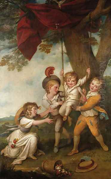 The Boyle Children Group Portrait of the Children of Edmund Boyle, 7th Earl of Cork Oil Painting by Richard Cosway