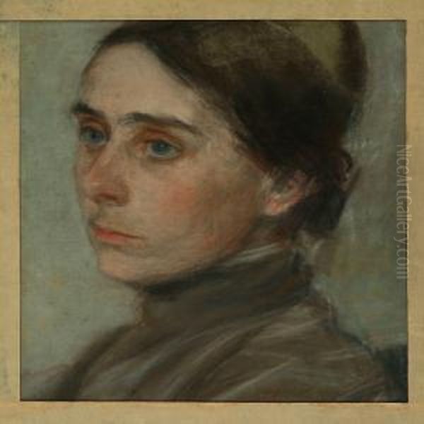 Portrait Of A Woman Oil Painting by Harald Giersing