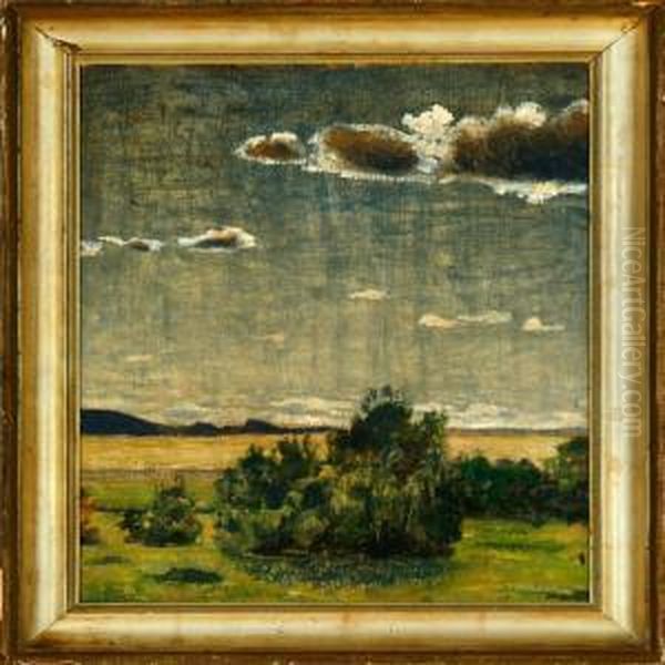 Landscape With Clouds Oil Painting by Harald Giersing