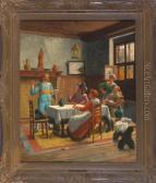 Frohliche Runde Im Wirtshaus Oil Painting by Wilhelm F. Giessel